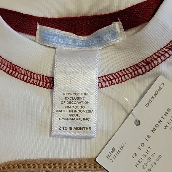 JANIE AND JACK ANTIQUE RED TRUCK WHITE LONG-SLEEVE TEE, SIZE 12-18 MONTHS, NEW! - Picture 7 of 9